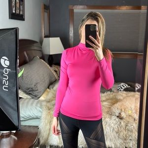 Pink Champion Thermal Turtleneck Long Sleeve Top, Medium